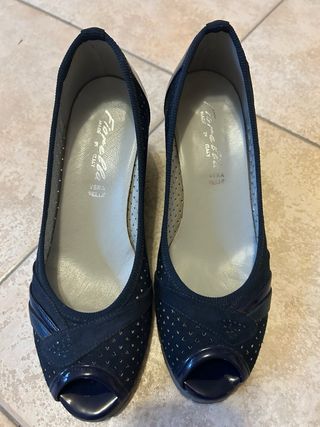 Scarpe blu donna 37 vera pelle