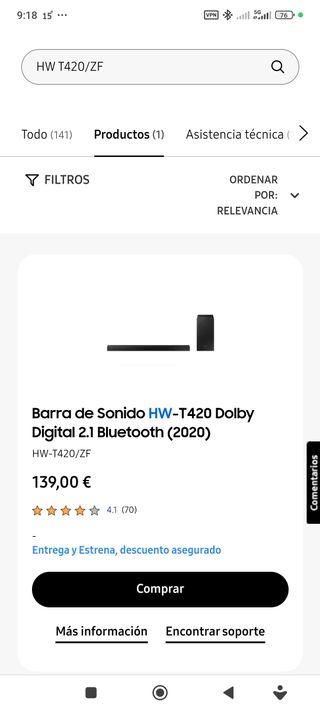 Barra de sonido HW-T420