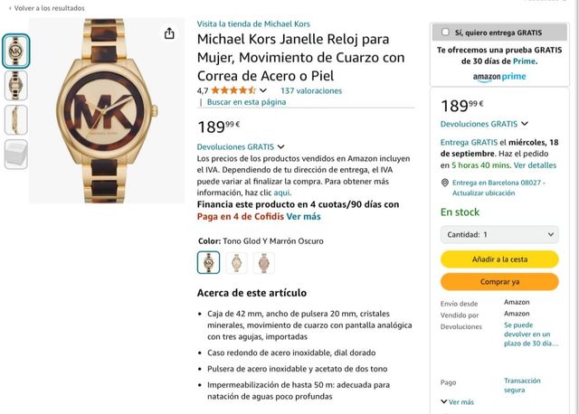 Reloj Michael kors de cuarzo y acero