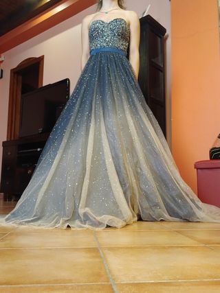 Abito da cerimonia colore oro e blu