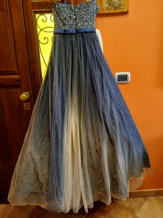 Abito da cerimonia colore oro e blu