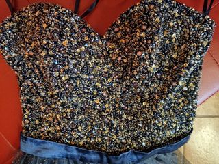 Abito da cerimonia colore oro e blu