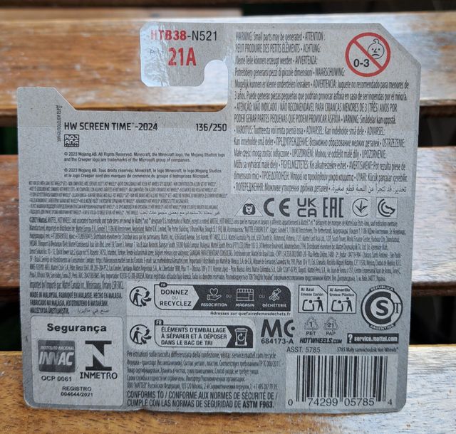 HotWheels minecraft 15 aniversario gris