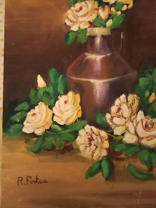 Cuadro rosas blancas/amarillas