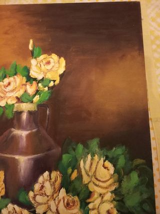 Cuadro rosas blancas/amarillas