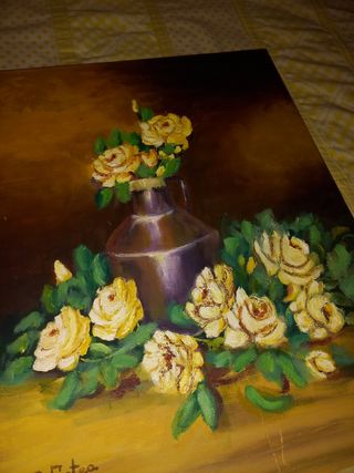 Cuadro rosas blancas/amarillas