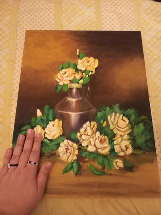 Cuadro rosas blancas/amarillas