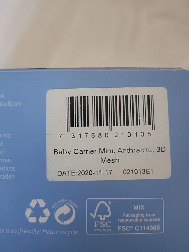 Mochila porteo Baby Bjorn nuevo