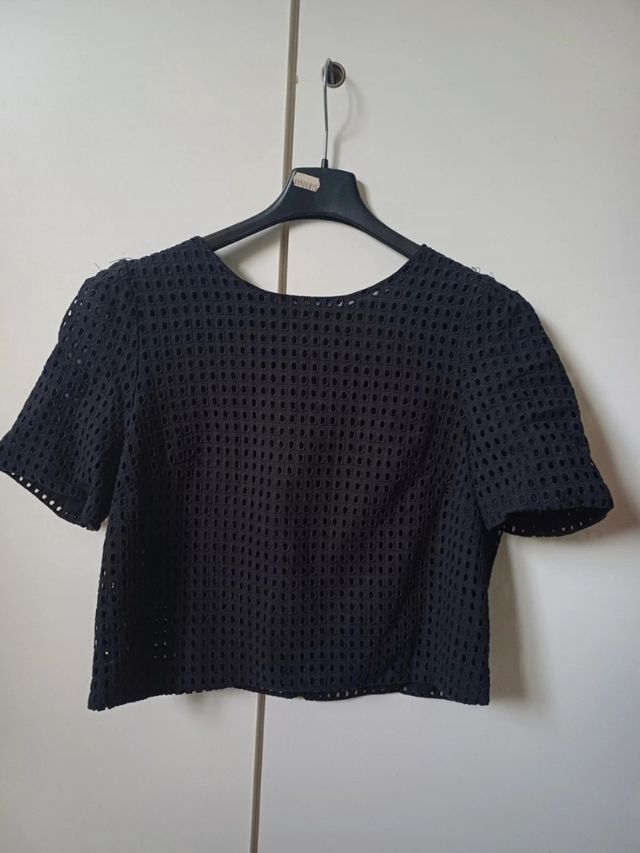 Maglietta corta nera con zip H&M