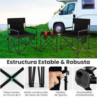 Juego de Sillas Camping Plegable y Mesa