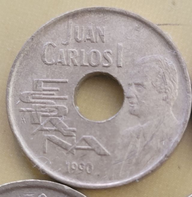 Monedas: lote 5 monedas 25 pesetas 90-98