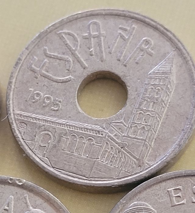 Monedas: lote 5 monedas 25 pesetas 90-98