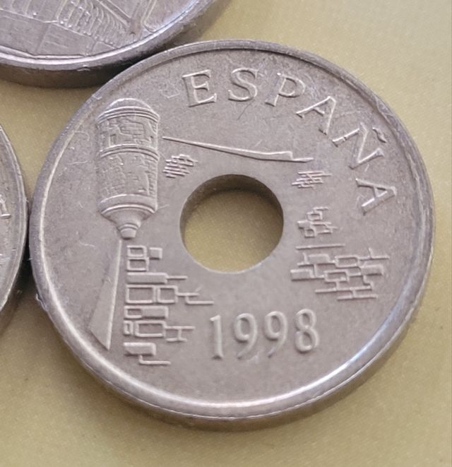 Monedas: lote 5 monedas 25 pesetas 90-98