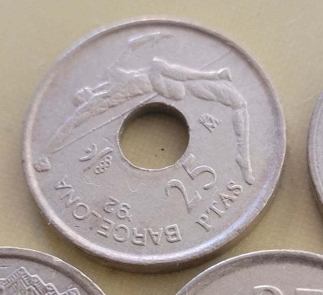 Monedas: lote 5 monedas 25 pesetas 90-98