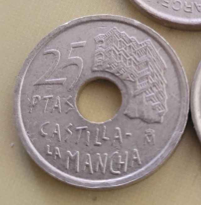 Monedas: lote 5 monedas 25 pesetas 90-98