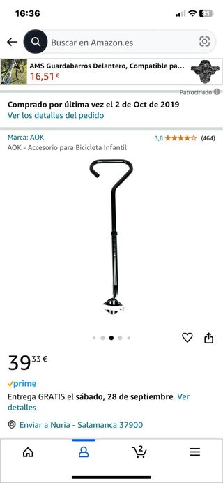 Barra aprendizaje bicicleta