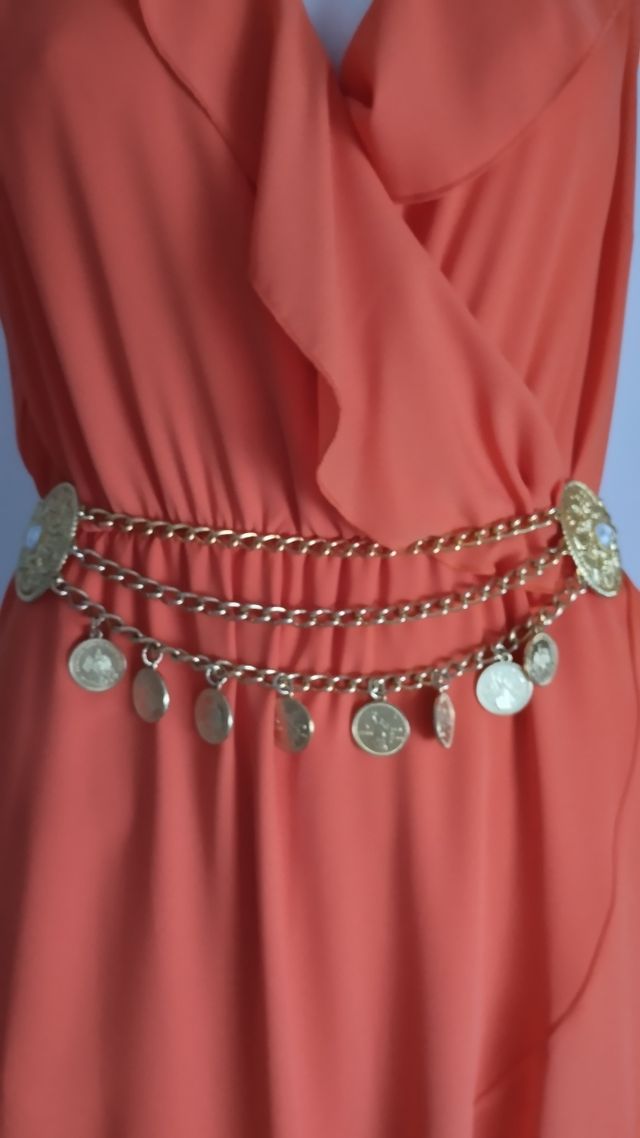 Cinturón vintage metálico dorado nuevo nuevo