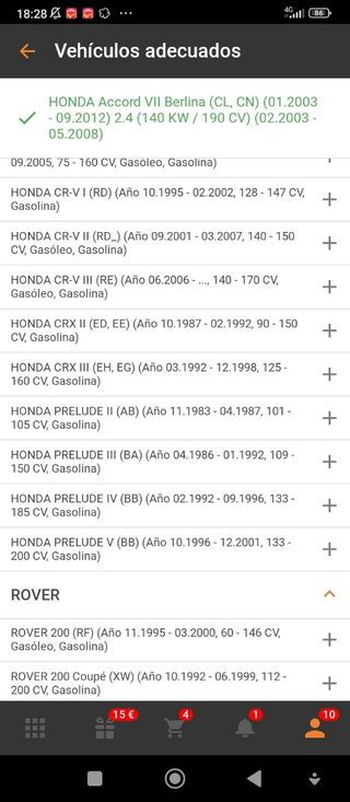 Copela Suspensión HONDA ROVER