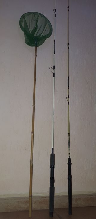 Cañas de pescar y salabre.