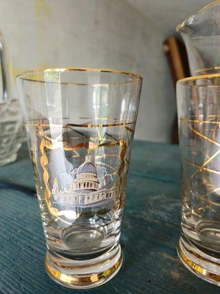 Set bicchieri e caraffa souvenir Londra vintage