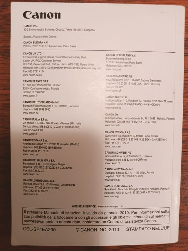 Manuale istruzioni Canon EOS 550D