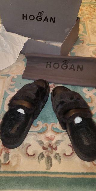 Sabot nero con pelle nero Hogan