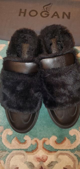 Sabot nero con pelle nero Hogan