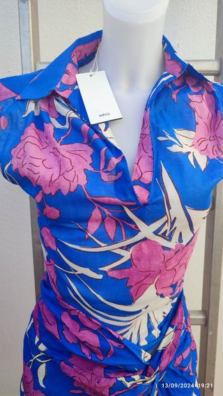 Falda midi y blusa de Mango