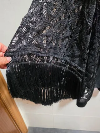 Chaqueta punto abierto flecos ZARA