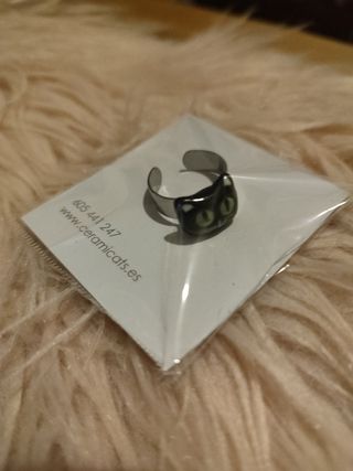 Anillo gato negro artesanal