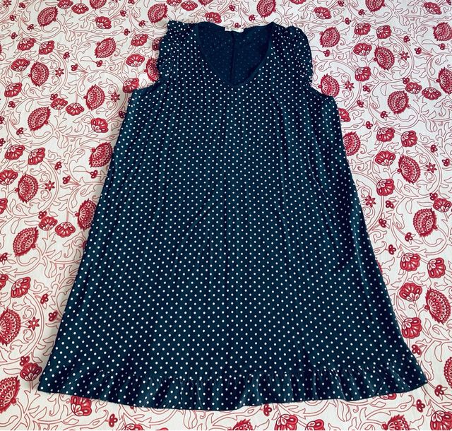 Vestido De Lunares Blancos Azul Marino 48 XL