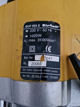 Fresadora einhell bavaria BOF 850 E