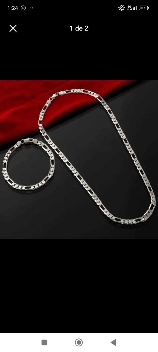 Collar con Pulsera plata ley 925