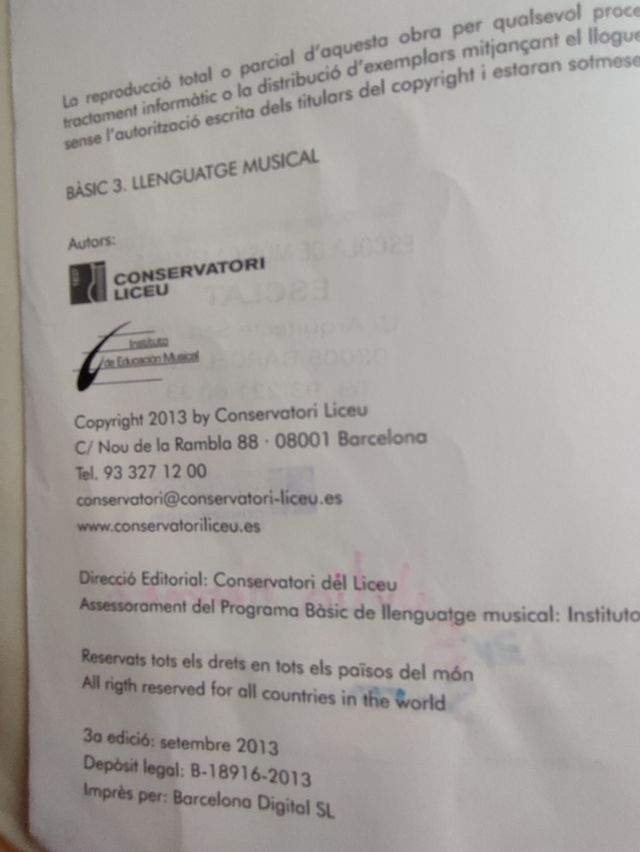 Libro Basic 3 Liceu. Llenguatge Musical