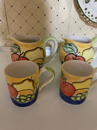 Set tazze e bicchieri ceramica decorati