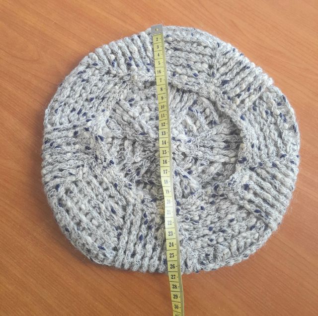 Cappello basco lana grigio blu panna S/M