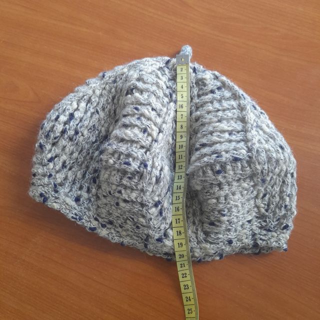Cappello basco lana grigio blu panna S/M