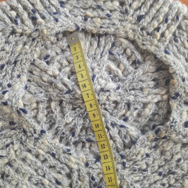 Cappello basco lana grigio blu panna S/M