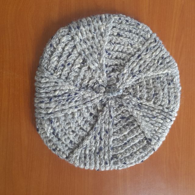 Cappello basco lana grigio blu panna S/M