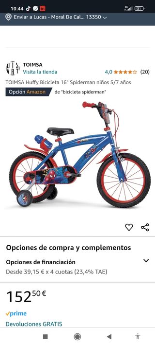 Venta bicicleta The Amazing Spiderman 
