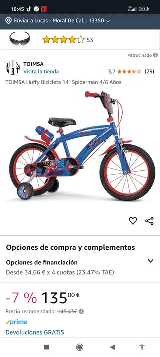 Venta bicicleta The Amazing Spiderman 