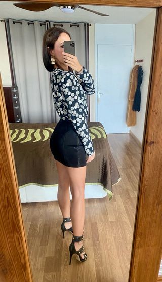 Blusa cruzada abotonada talla L