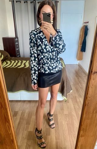Blusa cruzada abotonada talla L