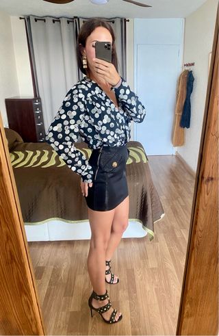 Blusa cruzada abotonada talla L
