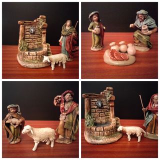 Belén figuras pastores barro 9 cm