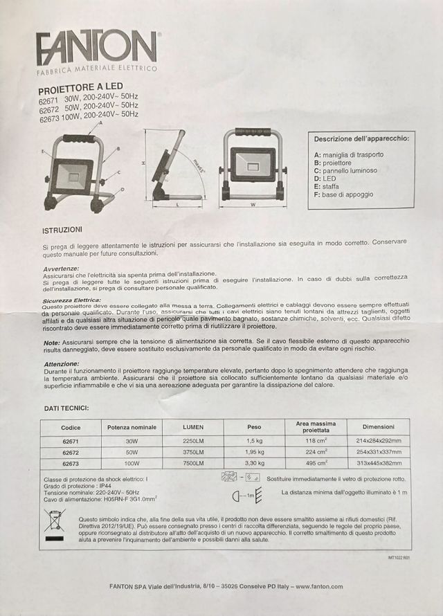 Faretto a led da cantiere