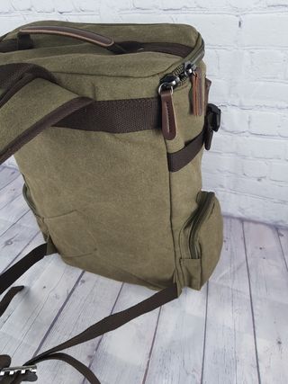 Mochila verde viaje vintag lona
