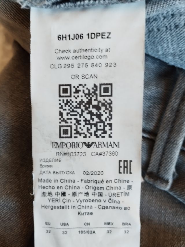 Pantaloni in denim Armani Jeans