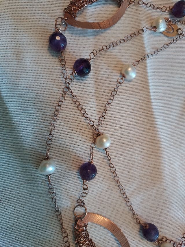 Collana in argento con perle e ametiste