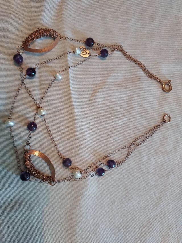Collana in argento con perle e ametiste